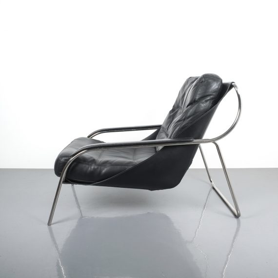 Zanuso Maggiolina Black Leather Chair_02 Kopie