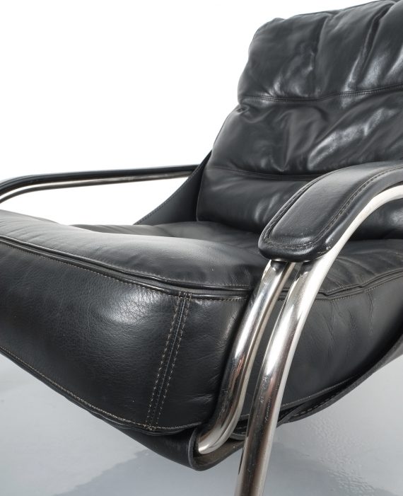 Zanuso Maggiolina Black Leather Chair_05 Kopie