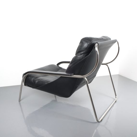 Zanuso Maggiolina Black Leather Chair_07 Kopie