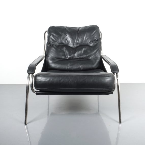 Zanuso Maggiolina Black Leather Chair_08 Kopie