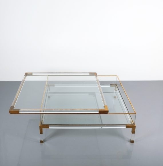 Maison Jansen Refurbished Large Brass and Chrome Vitrine Coffee Table